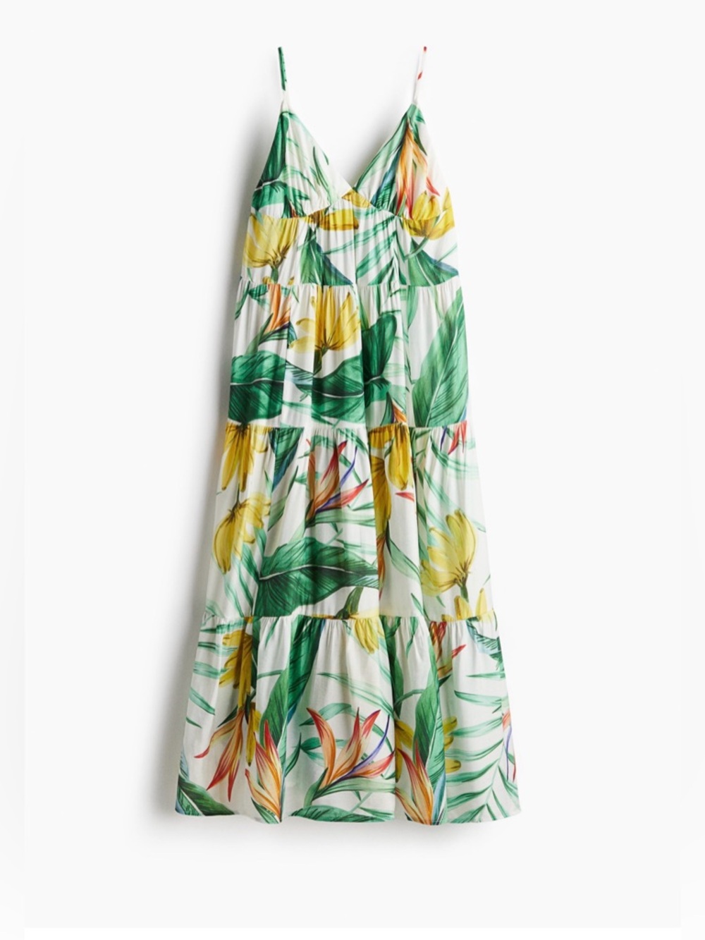 H&M Floral Tiered Maxi Dress XXL V-Neck Summer Sleeveless Viscose Blend - Picture 6 of 13
